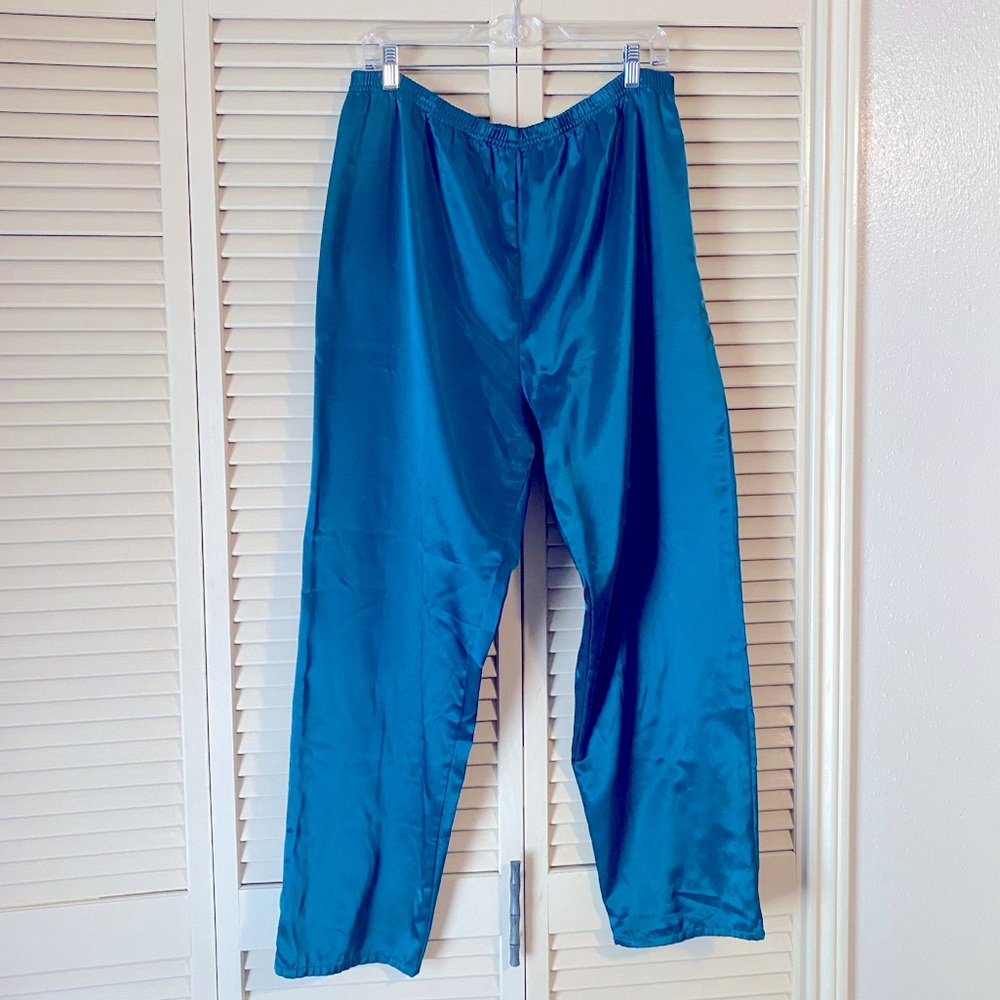 Teal silk like pants